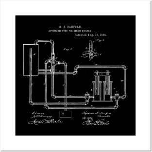 Automatic Feed for Steam Boilers Vintage Patent Hand Drawing Posters and Art